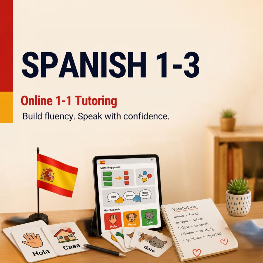 Spanish 1 - 3 – Private Tutoring | 4-Session Bundle